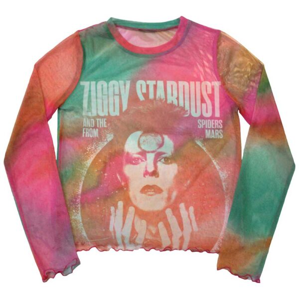 David Bowie Ladies Long Sleeve Crop Top