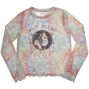 Janis Joplin Ladies Long Sleeve Crop Top