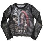 Janis Joplin Ladies Long Sleeve Crop Top