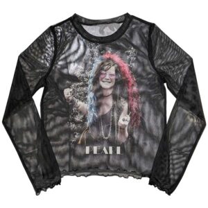 Janis Joplin Ladies Long Sleeve Crop Top