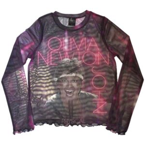 Olivia Newton-John Ladies Long Sleeve Crop Top